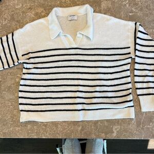 Old Navy V-Neck Sweater - Black and White Stripes